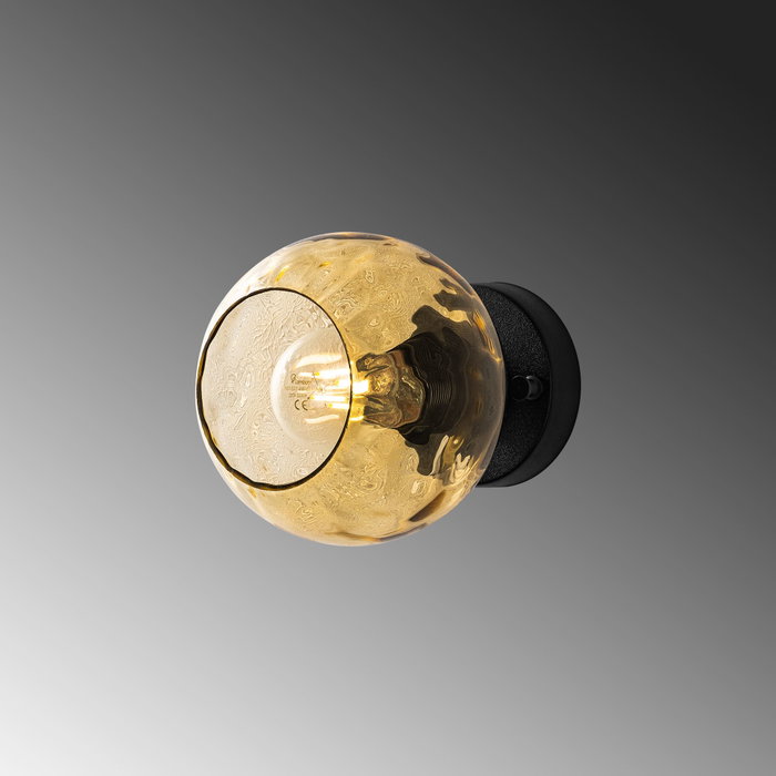 Opviq Lámpara de Pared de Metal y Vidrio Amarillo y Negro